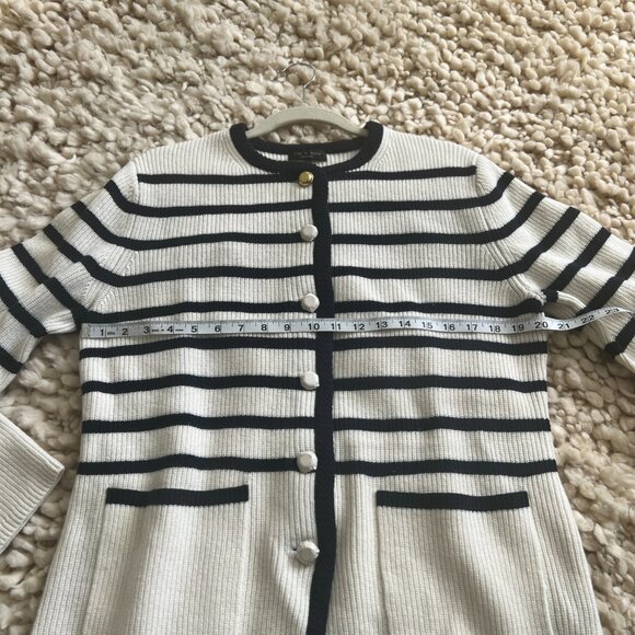 NWOT rag & bone Nancy navy and cream striped cardigan size L - Picture 4 of 6